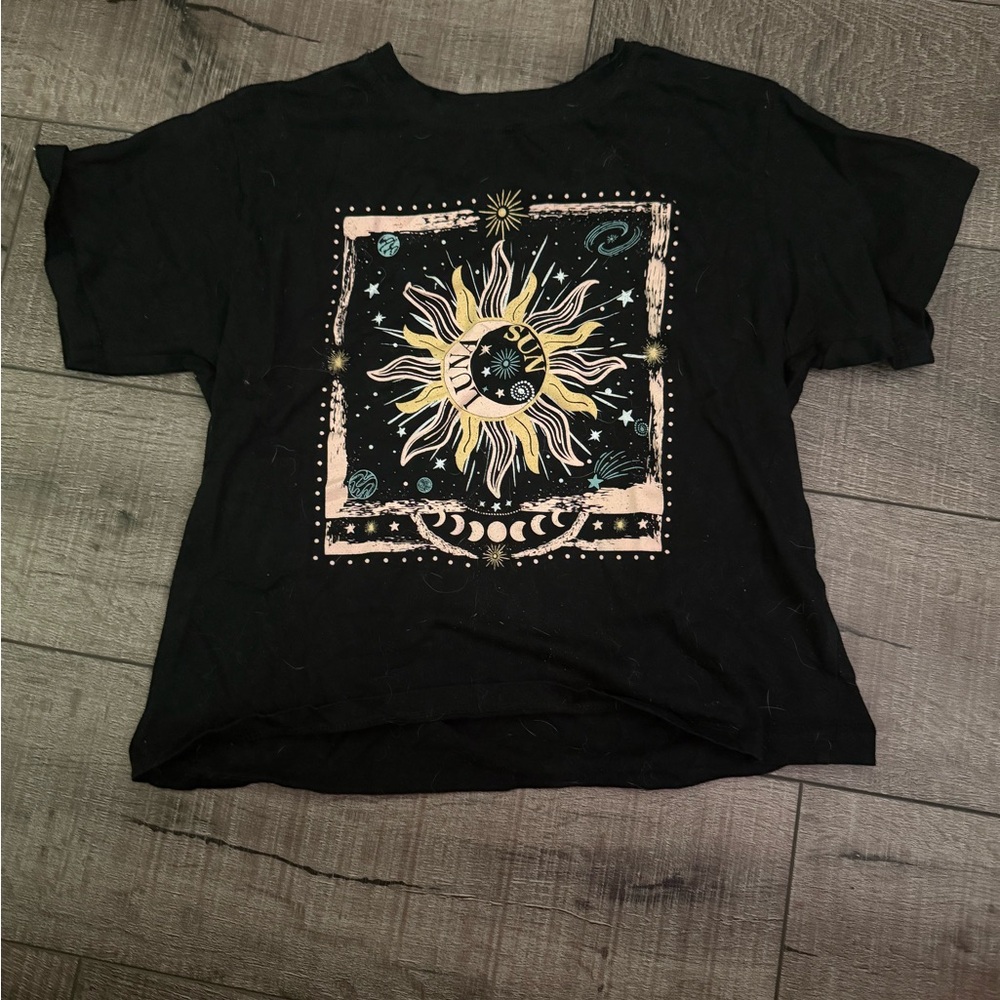 H&M Black Tee with Sun and Moon Design